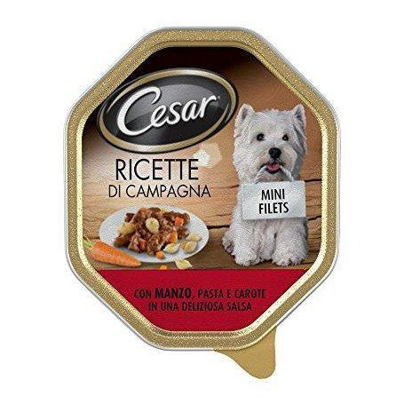 Cesar Ricette di Campagna Manzo Pasta e Carote in Salsa 150g - Cibo Umido per Cani Cesar Ricette di Campagna Manzo Pasta e Carote in Salsa 150g - Cibo Umido per Cani